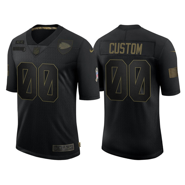 Men's Kansas City Chiefs Customized 2020 Black Salute To Service Limited Stitched NFL Jersey (Check description if you want Women or Youth size)